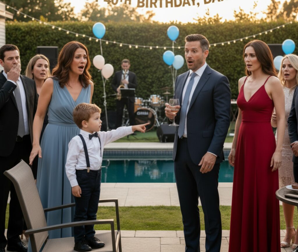 At Her Husband’s Birthday Party, Their Son Pointed to a Woman and Said, “Mom, I Saw Dad Kissing Her.” Everything Changed in an Instant