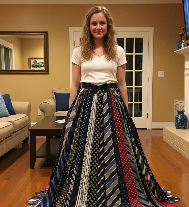 My Stepmom Destroyed the Skirt I Made from My Late Dad’s Ties—Karma Knocked on Our Door That Same Night
